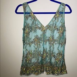 Vintage Sequin Tank Blue